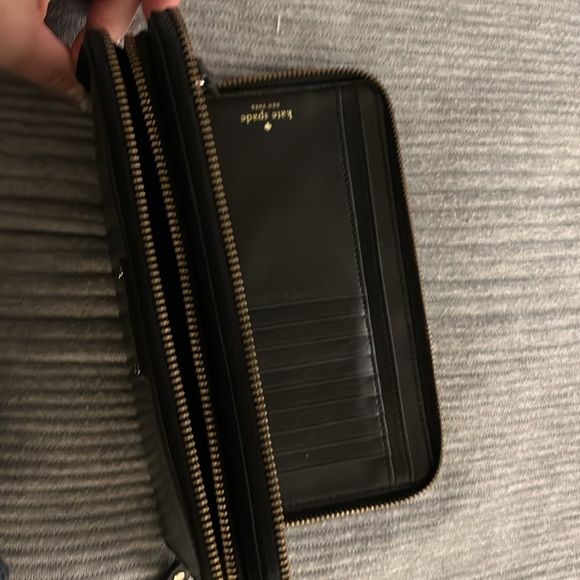 Kate Spade NY Anita Double Zippered Wallet Wristlet Black Leather - Picture 2 of 5
